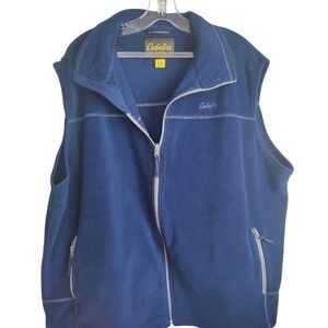 Vintage 1990s Cabela’s Vest Men’s Fleece Blue Full Zip Up Lightweight 2X